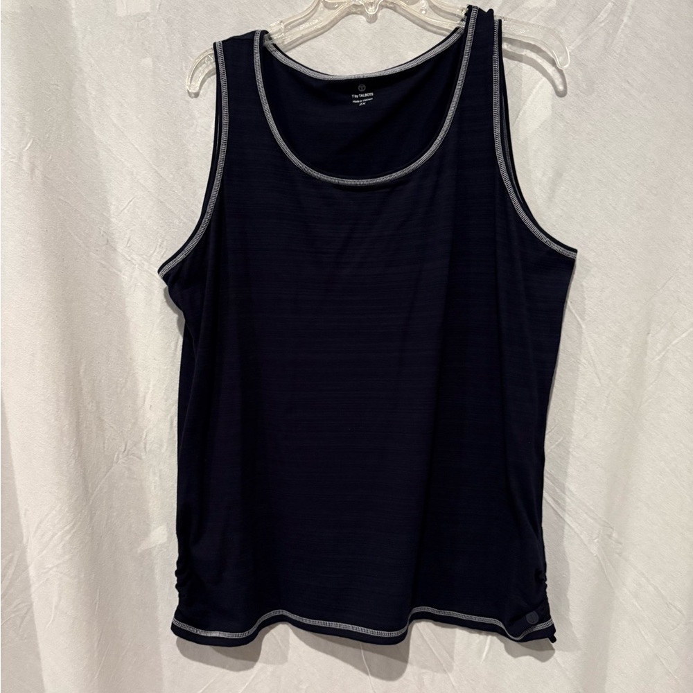 Talbots Dark Navy Tank Top with White Accents 2X